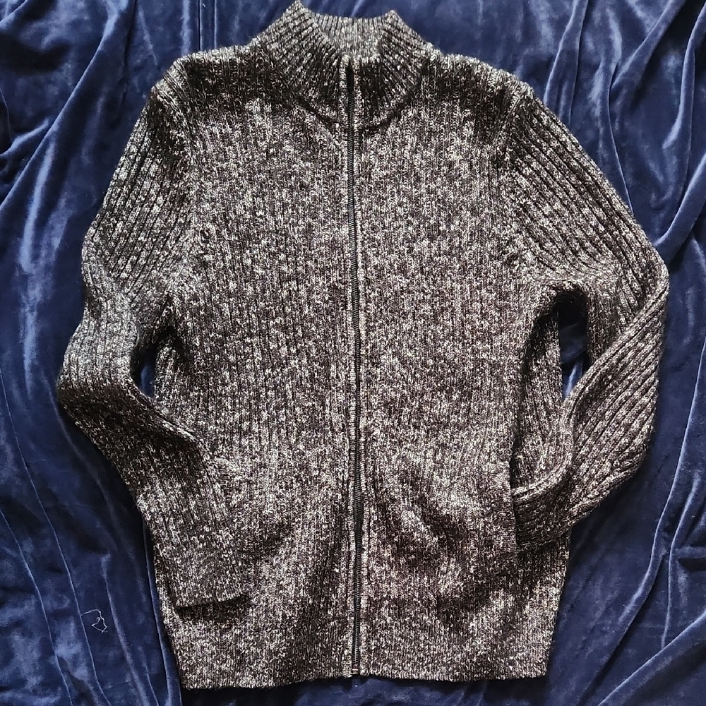 Express Men's Charcoal Zip-Up Sweater